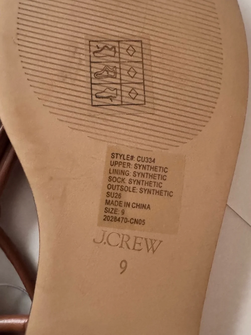 J. Crew factory Brown Leather Knotted T-Strap Sandals